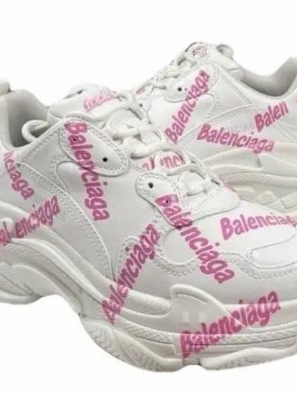 NIB Balenciaga White Chunky Sneaker with Pink Logo Print